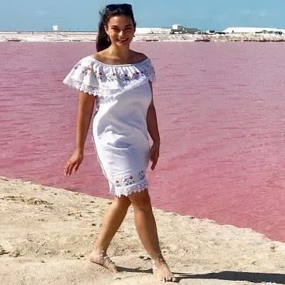 White Lady On Pink Beach