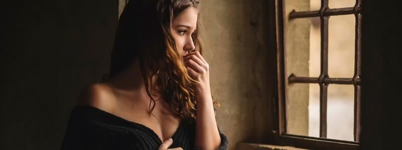 Guilty Girl On Window